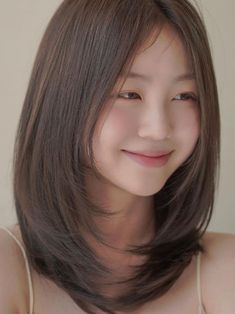 Korean ash brown hair color with layers Ash Brown Hair Color, Shoulder Length Hair Cuts