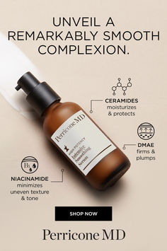 The Perricone MD High Potency Intensive Smoothing Serum features niaciamide to minimize the look of imperfections & diminish dullness. Also formulated with skin-firming DMAE & moisturizing ceramides. Perricone Md, Skincare Tips, Get High, Skin Firming, Skincare Routine, Serum, Moisturizer, Im Not Perfect, Skin