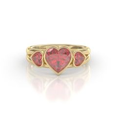 Enhance your love story with our Heart Ruby Proposal Ring. Introducing the Lab Grown 14K Solid Gold Spring Ring, Three Stone Spring Ring. It symbolizes love, meticulously crafted with precision and passion. This exquisite ring is ideal for those extraordinary moments when you wish to convey your deepest emotions. With lab-grown Ruby, it seamlessly combines ethical sourcing with exceptional beauty. ● 𝗜𝘁𝗲𝗺 𝗗𝗲𝘁𝗮𝗶𝗹𝘀 ● ➺14 carat solid gold (also in 18 carat) ➺ band options; Yellow gold, wh Heart Shaped Stone Ring, Ring With 3 Stones, Stone Fashion, Ring Three Stone, Extraordinary Moments, Ring Heart, Heart Gemstone, Proposal Ring, Vintage Heart