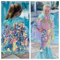 Fairytale Costume Ideas, Homemade Mermaid Costumes, Sea Creature Costume, Halloween Mermaid, Princess Cape, Little Mermaid Costume, Mermaid Halloween, Superhero Costume, Duo Halloween Costumes