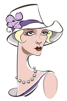 a woman wearing a hat and pearls