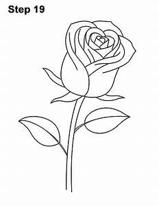 the outline of a rose flower on a white background with text that reads, step 19