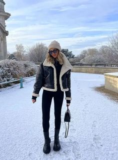 Classic Fall Fashion Outfits, Turtleneck Sweater And Skirt Outfit, Dark Brown Aviator Jacket Outfit, London Snow Outfit, Winter House Outfit, Dad Coat Outfits Winter, Krakow Winter Outfit, Nashville February Outfit, Black Leather Sherpa Jacket Outfit