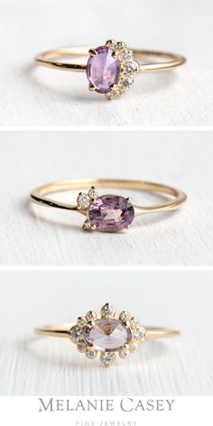 Our collection of stacking rings includes some dainty pieces featuring purple gemstones! Find the Purple Sapphire Astra Ring, the By & By Ring in Spinel, and the Castle in the Clouds Ring in Spinel at melaniecasey.com! White Gold Aquamarine Ring, Castle In The Clouds, White Gold Engagement Rings Unique, Purple Gemstones, Cloud Ring, Unique Engagement Rings Rose Gold, Purple Sapphire Ring, Pink Morganite Ring, Rose Gold Morganite Ring