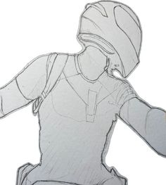 a drawing of a person wearing a helmet