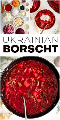 the recipe for this russian borsch is ready to be eaten and put in the oven