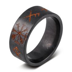 The Wayfinder | Mens Wedding Bands | Unique Wedding Bands for Men Boho Witch, Mens Wedding Bands Unique, Norse Symbols, Nordic Tattoo, Ring Storage, Witch Jewelry, Family Jewels, Metallic Copper, Printed Jewelry