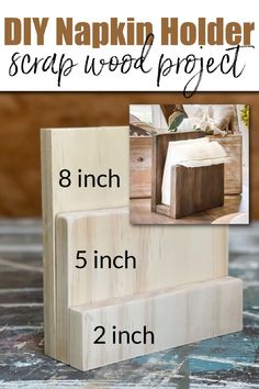 It's super easy to make this DIY wooden napkin holder. I made this one from scrap wood I had lying around. Dress up your Thanksgiving and Christmas table with this crafty project idea. It's perfect for everyday use too. Scrap Wood Project, Diy Napkin Holder, Wooden Napkin Holder, Tre Kunst, Scrap Wood Crafts, Diy Napkins, Wood Projects That Sell, Wood Scraps