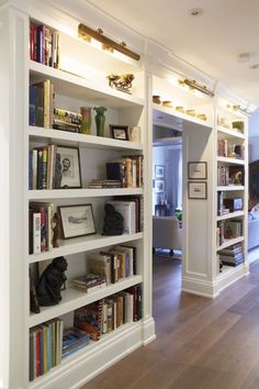 the bookshelves in this room are full of books