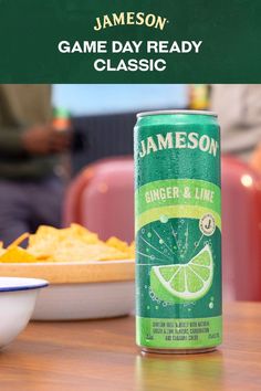 a can of jameson on top of a wooden table