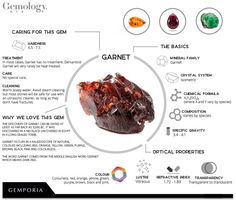 Garnet gemstone information Energy Stones Crystal Healing, Pyrope Garnet, Demantoid Garnet, Crystal Guide, Crystal System, Crystals Healing Properties, Earthy Brown, Spiritual Crystals