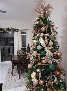 a decorated christmas tree in a living room