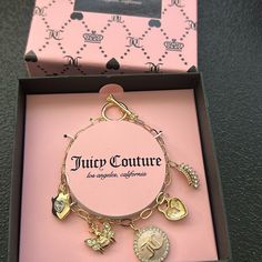 Brand New Juicy Couture Gold Charm Bracelet Juicy Jewelry, Chunky Charm Bracelet, Juicy Couture Charms Bracelet, Juicy Couture Bracelet, Puffy Heart Charms, Silver Heart Bracelet, Juicy Couture Charms, Juicy Couture Jewelry, Gold Charm Bracelet