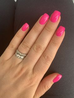 Short Gel Nails for Summer. Colour Shocking Pink Different Colour Pink Nails, End Of Summer Nails Color Gel, Pink Gel Nails Ideas Short, Simple Nails Bright, Summer Gel Nails Ideas Short Square, Gel Nails Ideas Short Pink, Short Gel Nails Summer Pink, Summer Gel Nails Pink, Hot Pink Gel Nails Short