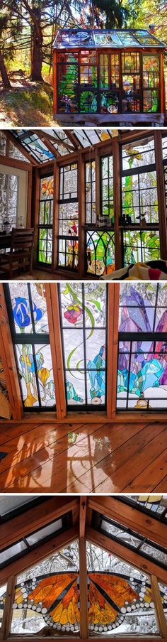 the inside and outside of stained glass windows