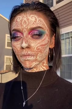 Sugarskulls Makeup, Halloween Aesthetic Makeup, Scary Halloween Makeup Looks, Calavera Makeup, Scary Halloween Makeup, Teknik Makeup, Halloweenský Makeup