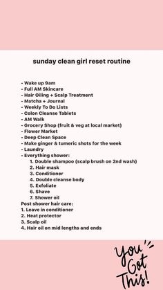 Clean Girl Schedule, Sunday Glow Up Routine, Morning Body Care Routine, Body Care Schedule, Clean Girl Body Care Routine, How To Plan Out Your Day, Clean Girl Day Routine, Clean Girl Glow Up, Clean Girl Routine List