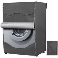 the front view of a washing machine with its door open and it's cover opened