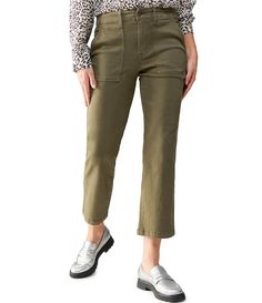 From Sanctuary, this pant features: Stretch twill fabrication Mid rise 4-pocket styling Cropped flare leg Button/zip closure Approx. 26" inseam; 11" rise; 17" leg opening Cotton/polyesterMachine wash/line dry Imported. Fall Utility Cargo Pants With Button Closure, Fall Mid-rise Wide Leg Pants With Belt Loops, Fall Mid-rise Wide Leg Pants With Button Closure, Fall Utility Pants With Button Closure, Fitted Straight Leg Cargo Pants For Fall, Utility Style Pants With Button Closure For Fall, Utility Pants With Button Closure For Fall, Trendy Fall Cargo Pants With Button Closure, Fitted Cargo Pants With Button Closure For Fall