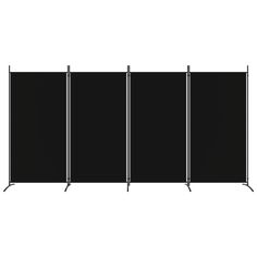 three black screens with metal poles on each side