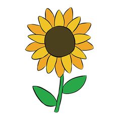 Drawing Of Sunflower Simple, Flower Easy Drawing Simple, How To Draw A Sunflower Easy, Easy Sunflower Drawing Simple, Sunflower Easy Drawing, Sunflower Doodle Simple, Drawing Flower Simple, Cute Sunflower Drawing, Drawing Of Sunflower