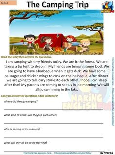 the camping trip worksheet with answers for kids to learn how to use it