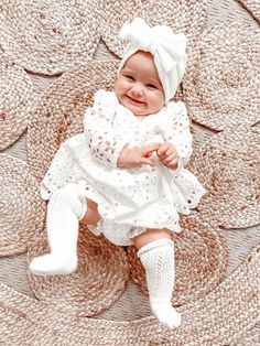 White Turban, Baby Christening Outfit, Baby Pink Sweater, Baby Girl Style, Baptism Outfit, Christening Outfit, Baby Christening, Children Fashion, Clothes Cute