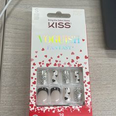 Kiss Voguish Fantasy Nails S Kiss Acrylic Nail Kit, Kiss Press On Nails, Kiss Products, Kiss Lashes, Glitter Accent Nails, Glitter French Manicure, Kiss Nails, Candle Pedestal, Fantasy Nails