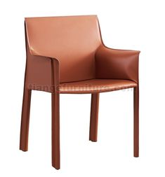 a brown leather chair on a white background