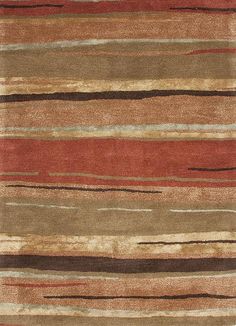 an area rug with different colors and stripes on the carpet, including red, brown, beige