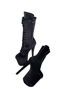 Black Plush Velvet Platform Stiletto Boots Rubber Sole. Cushioned DragPoleShoes Insole. 8inch 20cm high Heel, 4 inch Platform. 8 Lace Eyelets & hook eyelets. Lace up and inner ankle zip fastening. Calf Height, adjustable lacing width. Softer texture and wider foot instep for added comfort. Extended Tongue Tab. Message us via DM at our instagram page @dragpoleshoes if you need any assistance with purchases. For pole dancing or performance, in line with industry recommendations, we suggest you Platform High Ankle Heels For Club, High Ankle Platform Heels For Club, Fitted High Cut Black Heels, Fitted Platform Boots With 4-inch Heel, Fitted High-heel 4-inch Platform Boots, Platform Heels For Clubbing, Platform High Cut Party Heels, Party Platform High-cut Heels, Party High-cut Platform Heels