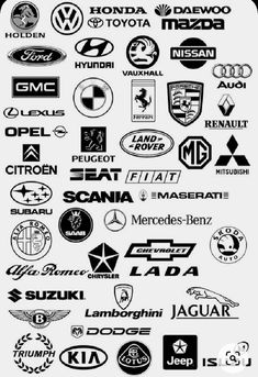 many different logos are shown in black and white