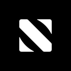 the letter n is made up of two diagonal stripes in black and white on a dark background