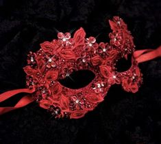 Traditional Red Masquerade Mask For Carnival, Wedding Masquerade Mask With Rhinestones, Red Carnival Mask For Festivals, Red Carnival Masks For Festivals, Red Eye Mask For Party, Red Eye Masks For Party, Red Masquerade Mask For Carnival, Elegant Red Masks For Carnival, Elegant Red Masquerade Mask For Carnival