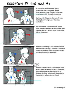 the instructions for how to use an animation character's head and neck, with text below