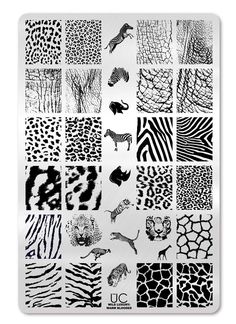 an animal print pattern is shown on the back of a mouse pad, which has various images