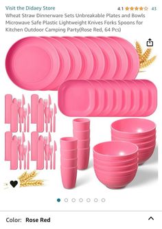 pink plastic dinnerware set with matching plates and bowls for sale on ebayn