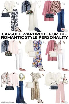 Romantic Style Outfit Casual Winter, Ingenue Capsule Wardrobe, Floral Capsule Wardrobe, Feminine Romantic Style Winter, Romantic Style Wardrobe, Natural Romantic Style Outfit, Feminine Wardrobe Capsule, Plus Size Romantic Style, Sporty Romantic Style