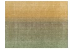 an area rug with different shades of green, yellow and brown on the bottom half