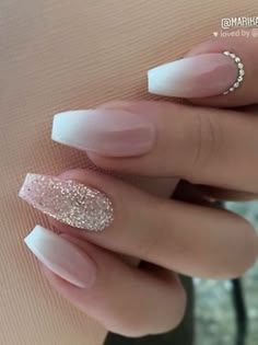 French Ombre, Pink Ombre Nails, Ombre Nails Glitter, Dip Nails, Ombre Acrylic Nails, French Tip Acrylic Nails, Dipped Nails