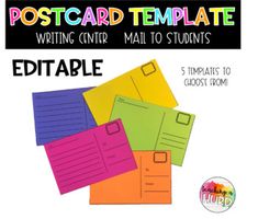 This set of post card template is a great addition to any writing center! Have students design a post card from a place you have been studying, have students write postcards to family members or friends describing a topic you have been studying. The options are endless! How To Write A Postcard, Post Office Printables Free, Free Post Office Printables, Teacher Postcards To Students, Blank Postcard Template Free Printable, Postcard Template, Pen Pal, Writing Center, Student Writing