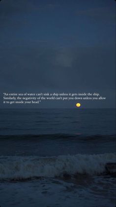 the moon is setting over the ocean with an inspirational quote on it's side