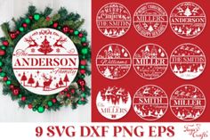 christmas wreath svg bundle with 9 different designs