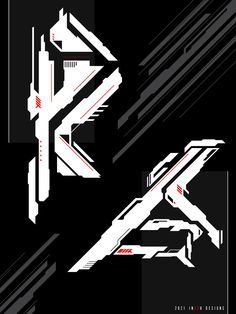 the letters k are made up of different lines and shapes in black and white colors