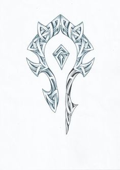 a drawing of a celtic symbol with an arrow on it's side and the letter c in the middle