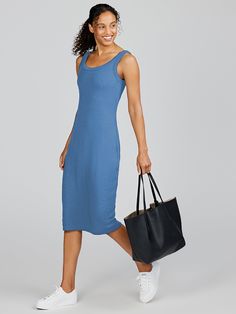 It’s a softness you have to feel to believe - meet the MicroLuxe Dress. We created the ultimate wear-anywhere, goes-with-everything dress that’s as luxuriously soft as it is versatile. Created with one-of-a-kind, innovative MicroAir Rib fabric - it’s ultra soft, ultra lightweight, and designed with a classic silhouette to pair perfectly with everything in your closet. Style #TW942 Midi Tank Dress, Bra Dress, Rib Fabric, Ribbed Midi Dress, Quarter Zip Sweatshirt, Joggers Womens, Short Leggings, Skirt Leggings, Classic Silhouette