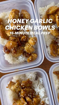 HONEY GARLIC CHICKEN BOWLS Calorie Deficit Chicken Recipes, Meal Prep With Chicken Breast, Chicken Breast Meal Prep, Chicken Calories, Low Calorie Chicken Recipes, Chicken Bowls, Protein Lunch, High Protein Meal Prep, 1200 Calorie