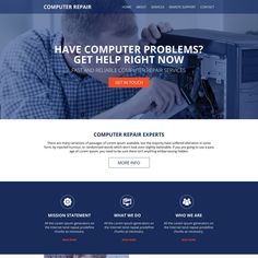 the homepage for computer repair services, which is designed to be clean and simple