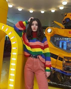 Autumn Sweater, Rainbow Sweater, E Girl, Aesthetic Style, Fall Sweaters, Aesthetic Fashion, Aesthetic Clothes, Sweater Outfits