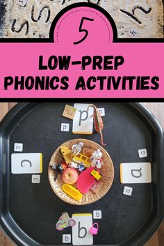 Pin text reads, 5 low-prep phonics activities and images are two of the abc activities. Preschool Sound Activities, Phonic Activity For Preschool, Early Phonics Activities, Tactile Phonics Activities, Phonics Activities Year 1, Early Years Literacy, Phase 2 Phonics Activities, Eyfs Phonics Activities, Table Top Activities For Kindergarten